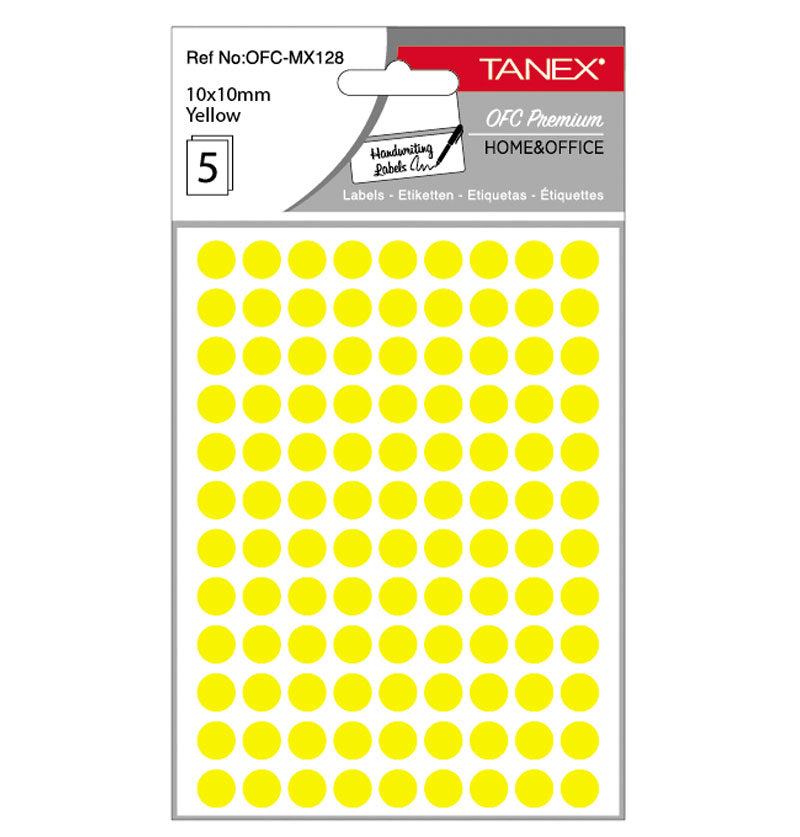 ETICHETE ROTUNDE 10MM GALBENE 540/TIPLA TANEX ETICHETE ROTUNDE 10MM GALBENE 540/TIPLA TANEX